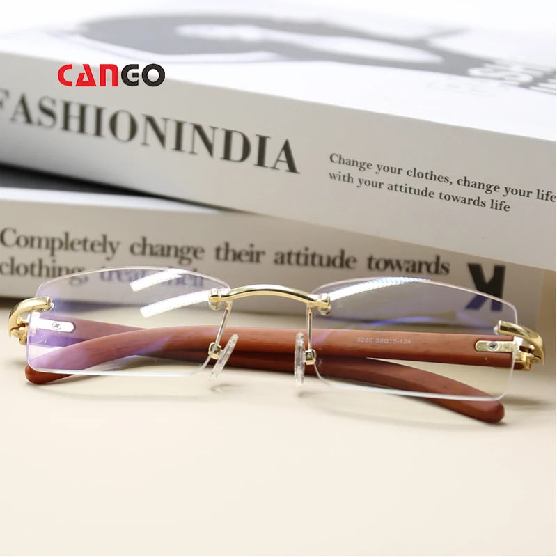 2023 Hot Sale in America Rimless Square Wood Sunglasses Women Luxury Eyewear Frameless Sun Glasses for Men with Gafas De Sol