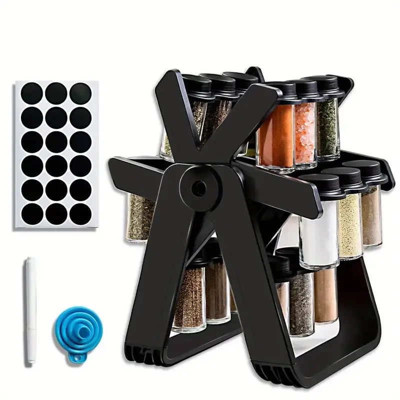 Rotating Seasoning Rack Organizer Kitchen Revolving Ferris Wheel Spice Rack with Jars Plastic Accessory Gadgets