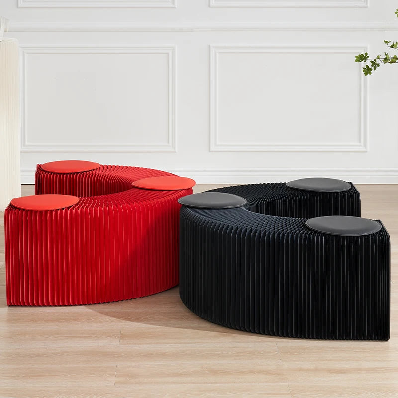 Custom 6 Seats Extendable Convertible Foldable Paper Bench with PU Pad Modern Design for Bedroom Apartment Hotel Use