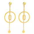 New Fashion Long Geometric Round Earrings Gold Color Stainless Steel Earrings Fashion Jewelry for Woman.