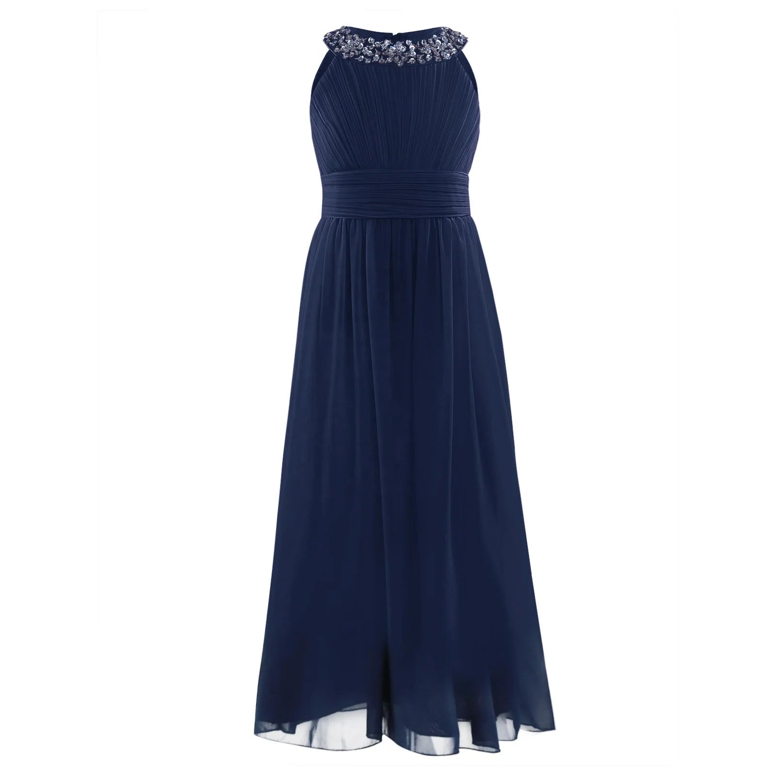 Kids Girls Flower Chiffon Frocks Ball Gown Party Dress Children Crystal Sleeveless Print Midi Formal Support In-stock Items 9999