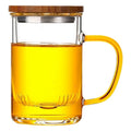 Wholesale 500ml Borosilicate Glass Tea Infuser Cup Set with Bamboo Lid Wide Mouth Coffee Mug With Colorful Lid