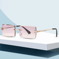 2026 New Fashion Rimless Rectangle UV400 Sunglasses for Women Gold Metal Frame Gafas Para Mujer De Sol