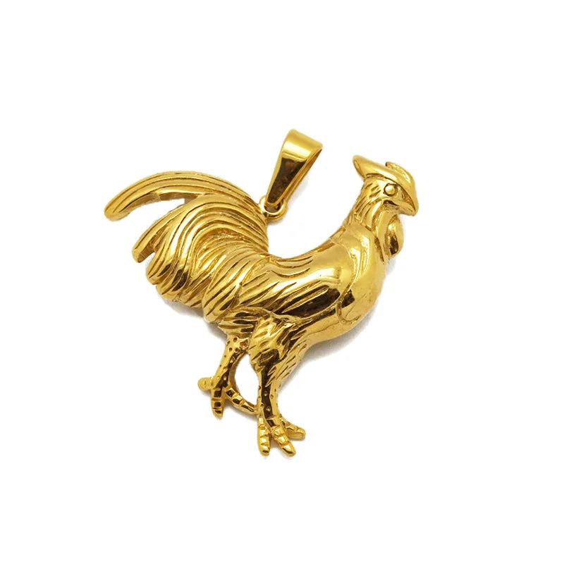 Antique Rooster Stainless Steel Chicken Jewelry Necklace Fashion Animal Pendant