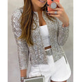 Fashion Sequin Jackets Women Glitter Long Sleeve Short Coats Elegant Spring Outwear Office Ladies Solid Streetwear