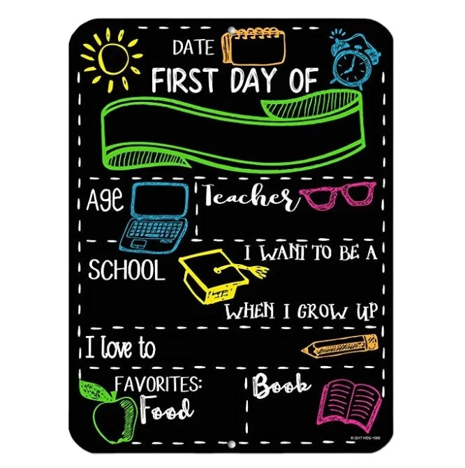 Wooden First Day & Last Day of School Chalkboard Photo Prop Chalkboard