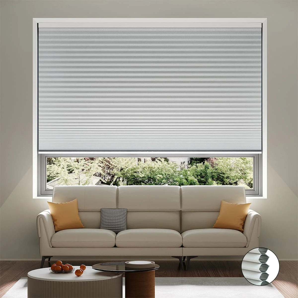 Cordless Blackout Cellular Shade Window Treatment Pull Down Honeycomb Blinds for Windows