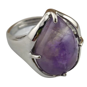 New Trend Silver Natural Stone Rings for Women Men Girls Finger Droplet Shape Rings Sparkle Fine Gemstone Engagement Jewelry