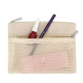 Travel Natural Canvas Beauty Case Makeup Pouch  Toiletry Bag With Zipper Double Zipper Cotton Mesh Pocket Cosmetic Gift  Bag