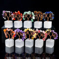 Healing Crystal Stones Selenite Square Base Gravel Tree Reiki Energy Crystals Tree Seven Chakra Crystal Tree Home Decor Crafts