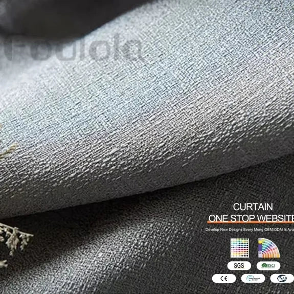 Online Factory Hot Sale Luxury Linen Style Jacquard Voile Living Room Window Curtain Cloth