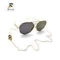 Gold fashion metal lady spectacles model glasses cords and chain sunglasses accessories