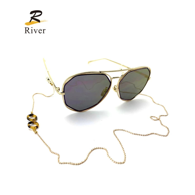 Gold fashion metal lady spectacles model glasses cords and chain sunglasses accessories