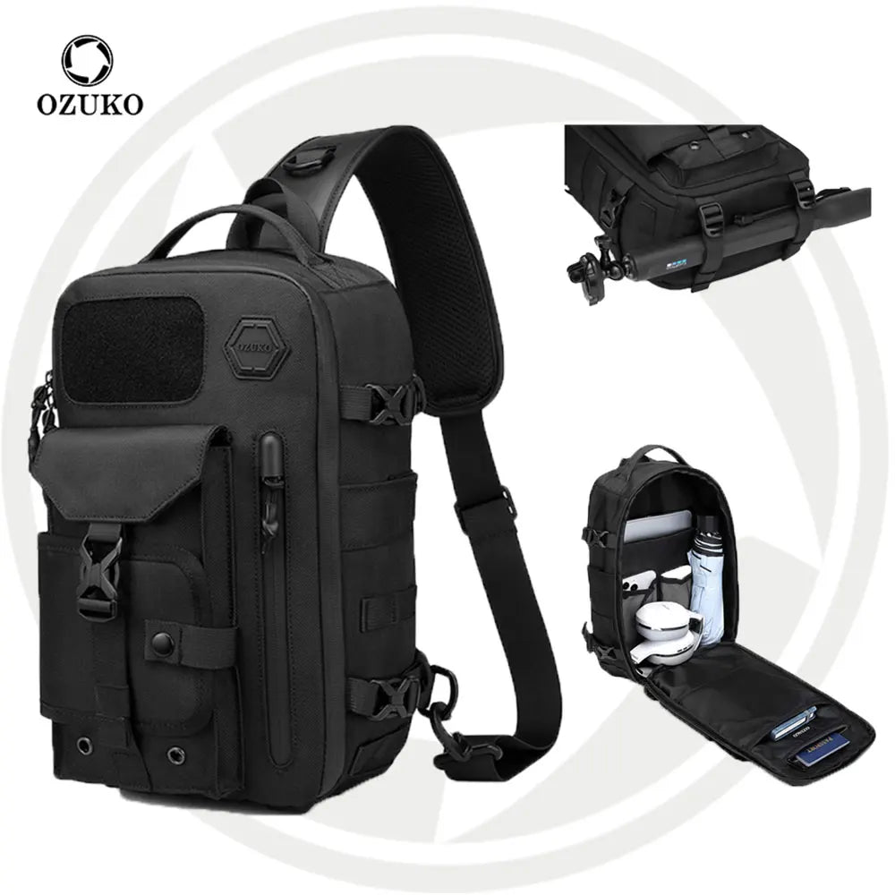OZUKO 9737 Portable Fashion Crossbody Bag Outdoor Sport Hiking Riding Camping Chest Bag Men Outdoor Sling Shoulder Bag