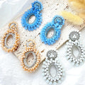 2023 Popular Jewelry Gifts Handmade Rice Bead Earrings Exaggerated Hollow Oval Earrings for Women Girls