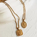 Punk Rose Flower Pendant Necklace Stainless Steel Joseph Jude Anthony Benedict Medal Angel Jewelry Saint Michael Necklace