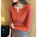 Factory Wholesale Casual Korean Button Cardigan Sweater Slim Thread Stretch Knitted Solid Color Base Sweater Knitwear
