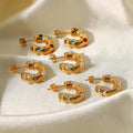 2022 Fashion Waterproof Fine Jewelry Colorful Pearl Zircon 18K Gold Plated Stainless Sterling Earrings