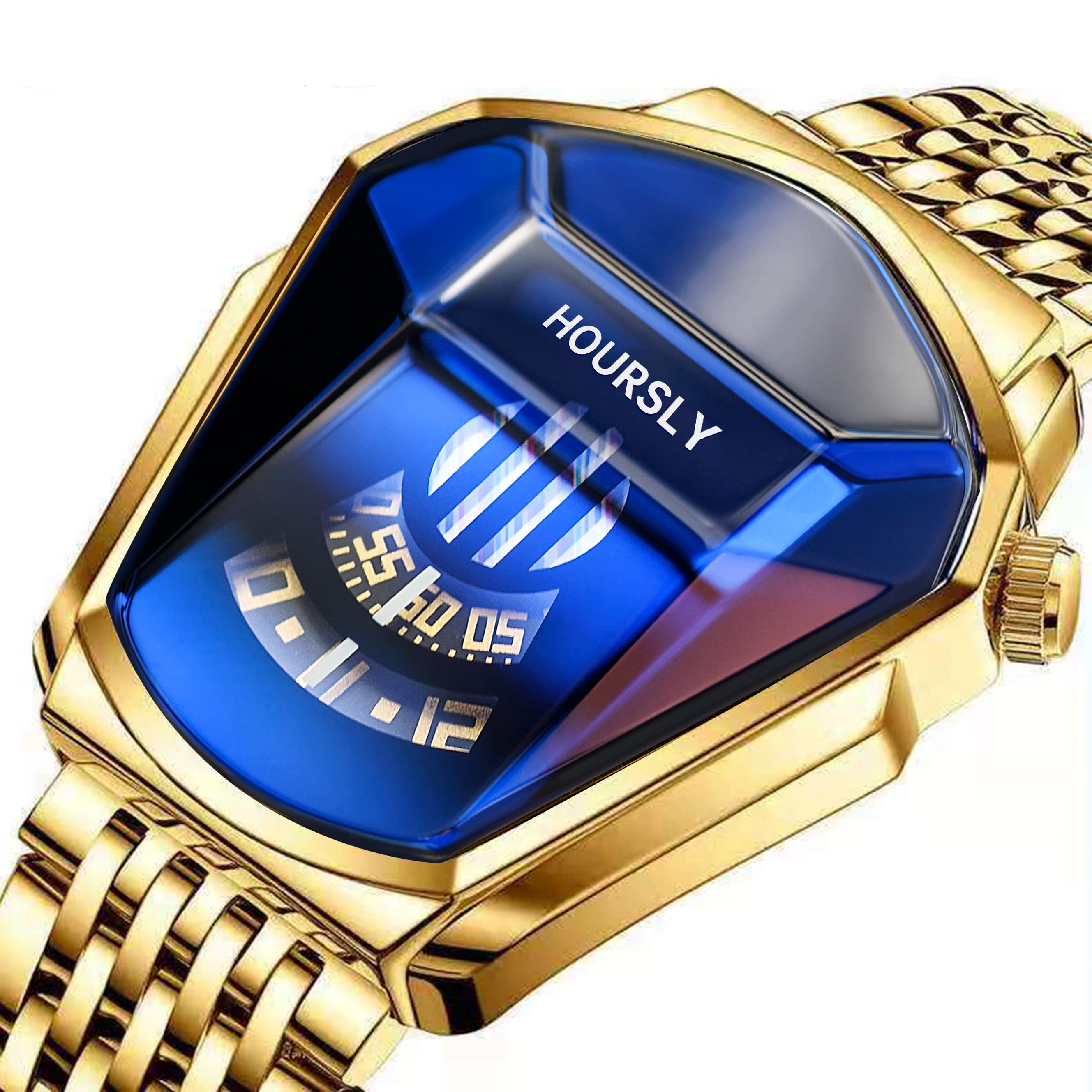 New Sport HOURSLY Mens Quartz Watch Hot Luxury Watch for Mens Stainless Steel Wristwatch Waterproof Clock Relogio Masculino