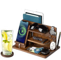 Custom Wood Modern Square Standing Type Three-Layer Multi-functional Desk Organizer Tray for Phone Key Wallet-Living Room Use
