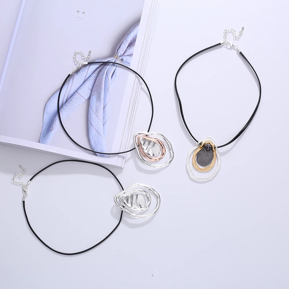 TongLing European Vintage Short Necklace Female Minimalist Geometric Waterdrop Necklace for Wholesale