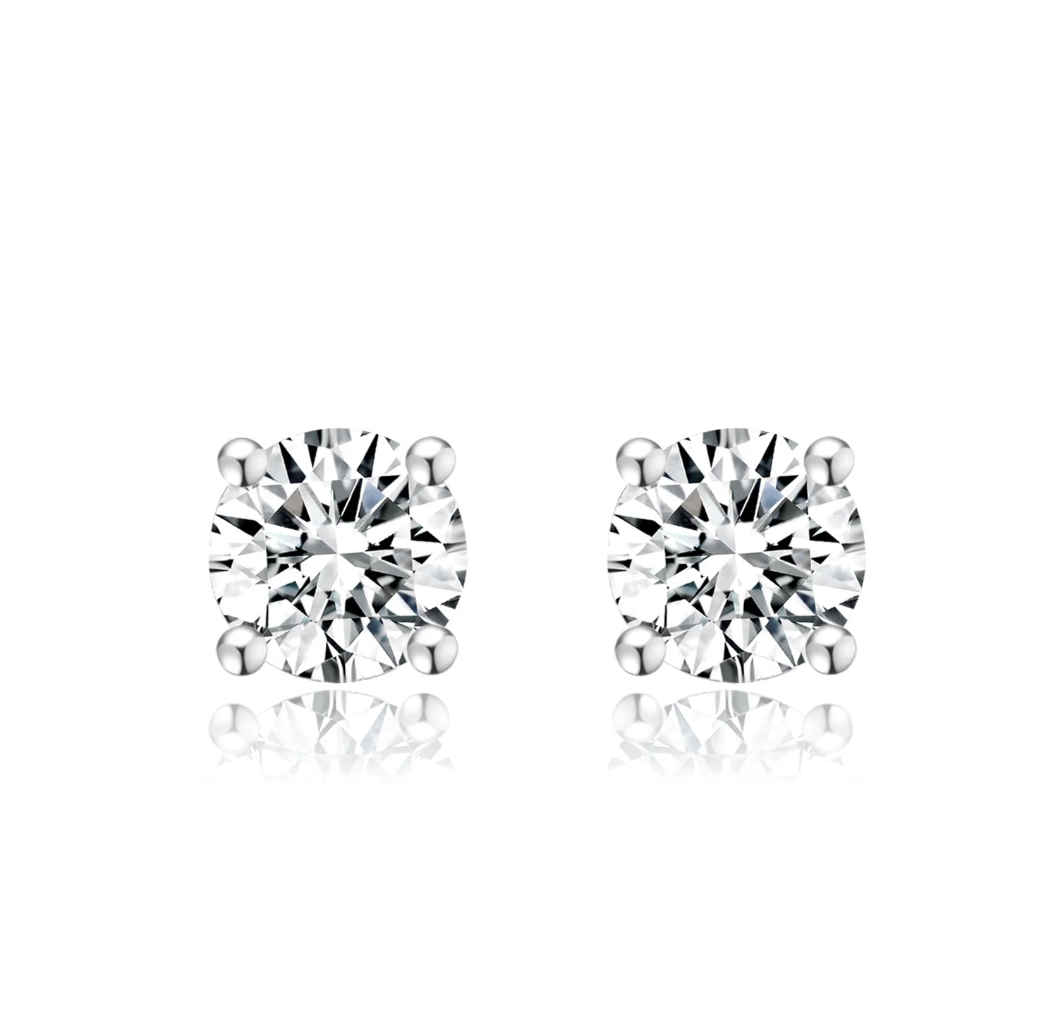 Lanphear Jewelry PT950 Cut Diamond Stud Earrings Four-Prong Setting Classic Style Versatile High Wedding Anniversary Gift