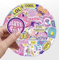 E-50pcsMotivational Phrase Sticker Mobile Phone Computer Diary Waterproof Pocket Tent Sticker Suitcase Decorative Sticker