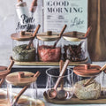 Nordic Kitchen Acacia Three-piece Transparent Glass Salt-and-pepper Seasoning Bottle Set