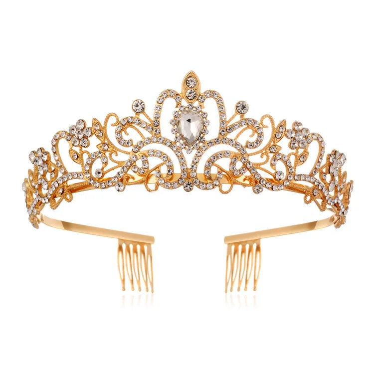 Rhinestone Diamond Party Wedding Tiaras for Girl  Party Dance Hair  Crown With Comb Children's Princess Hair Accessories