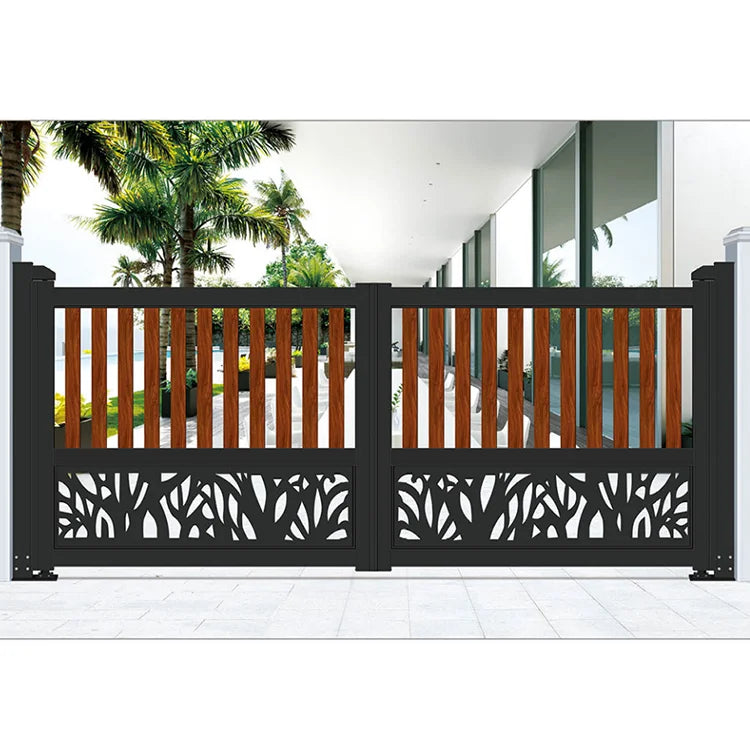 JHR Front Entrance Aluminum Gate Portail En Fer Forge Sliding Gates for Houses Latest Main Gate Design House Main Gate Models