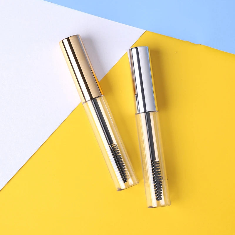 Small MOQ 100pcs in Stock 10ml Plastic Transparent Gold Silver Screw Lid Mascara & Lipstick Tube for False Eyelashes
