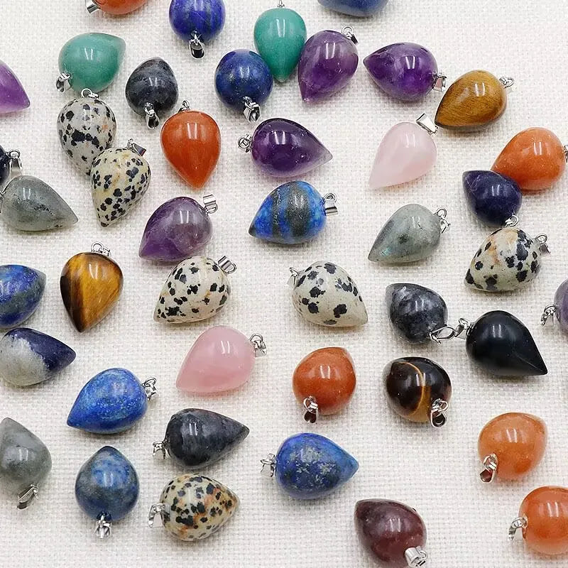 Natural Stone Bead TearDrop Charm Pendant 16*26 mm for DIY Jewelry Making Fashion Necklace Decoration Craft