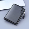 Vintage Men's PU Leather Zipper Wallet Short Slim Male Purses with Credit Card Holders Money Bag for Hiking