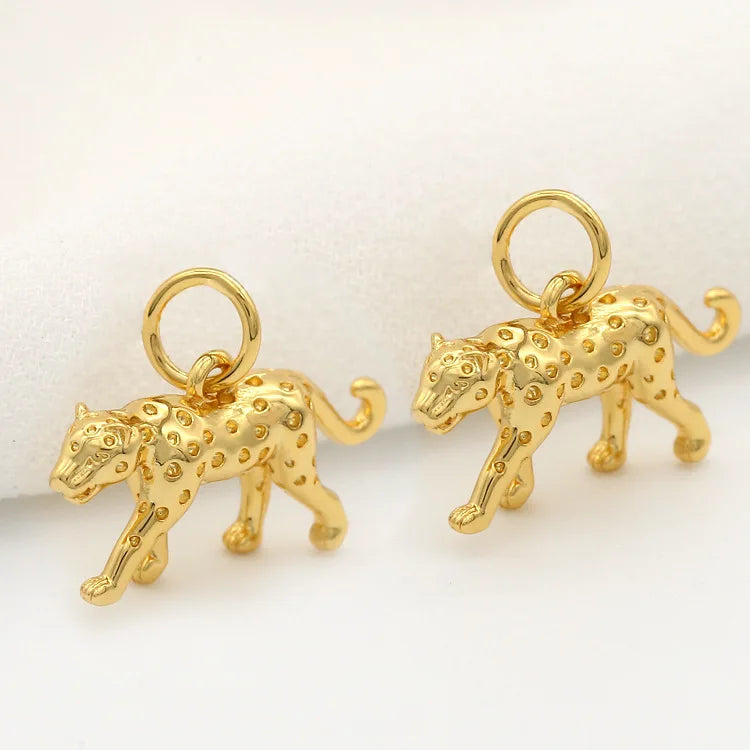 New 13*20mm 14K Gold Plated Animal Cheetah Pendant Irregular Leopard Charm for Jewelry Accessories