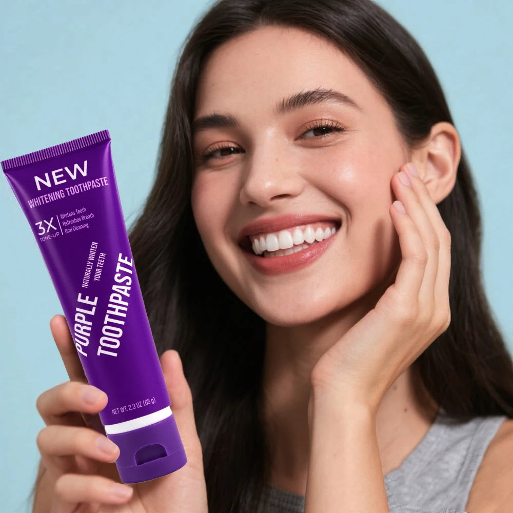 Custom Package 60g Cool Mint Flavor Purple Toothpaste Multi-Purpose Teeth Whitening Corrector Serum Customizable Accessories