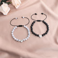 Fine Relationship Lover Heart Knitted Matching Adjustable Bracelet Natural Stone Bead Couple Bracelet Valentine's Day Jewelry