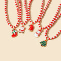 Xmas Holiday Jewelry Necklace Women Snowman Winter Rice Beads Color Collision Small Beads Collarbone Necklace