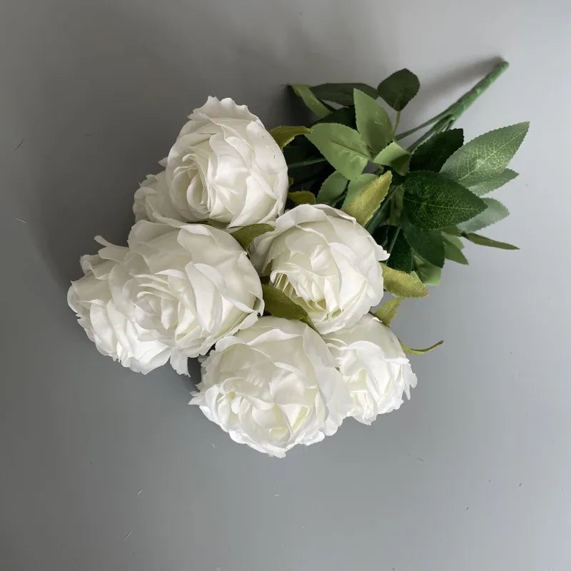 AF10522 Wholesale High Quality 9 Heads Silk Flower Bunch Artificial Flower Rose Bouquet Wedding Decoration