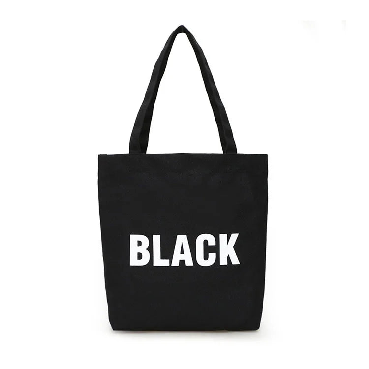 Custom Logo Eco-Friendly Recycled Black Natural Cotton Canvas Tote Shopping Bag