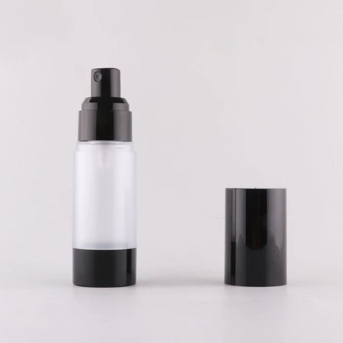 Hot Selling Sunscreen Skincare Cosmetic Packaging 50ml 100ml 120ml Black Plastic Airless Pump Bottle