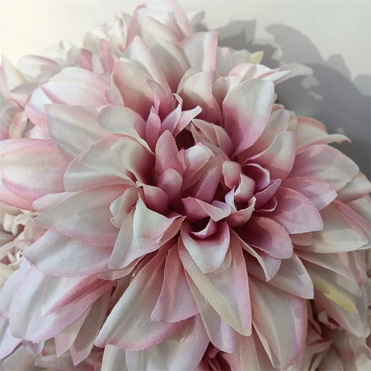 Hot Selling Q-1357 Artificial Wedding Silk 7 Heads White Dahlia Daisy Bouquets Flower