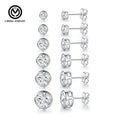 GE66 Fashion 18K Gold Plated Round Cubic Zirconia Bezel Setting Ear Stud Set Fine Jewelry CZ Stone Studs Earrings for Women Men
