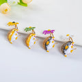 Cute Colorful Enamel Animals Hedgehog Brooches Oil Drip Cartoon Hedgehog Daisy Brooch Pins for Women