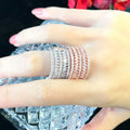 Luxury Multiple Finger Marquise Cut Cubic Zirconia Pave Jewelry Rose Gold Plated CZ Wedding Party Big Ring for Women MegaBDM