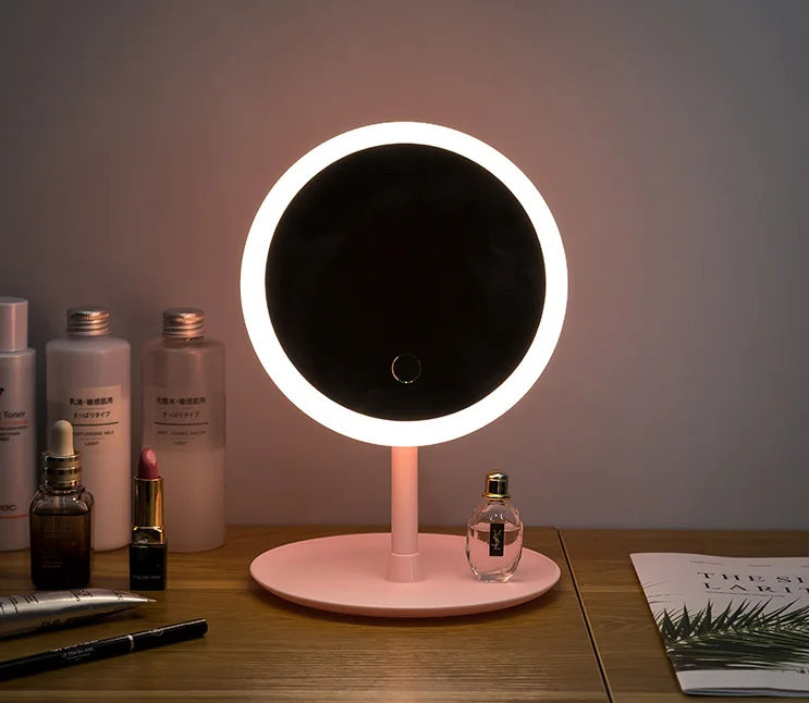 Hotel Smart Cosmetic Mirror Round Shape Desktop Mirror Led Vanity Light Mirror for Desktop Makeup