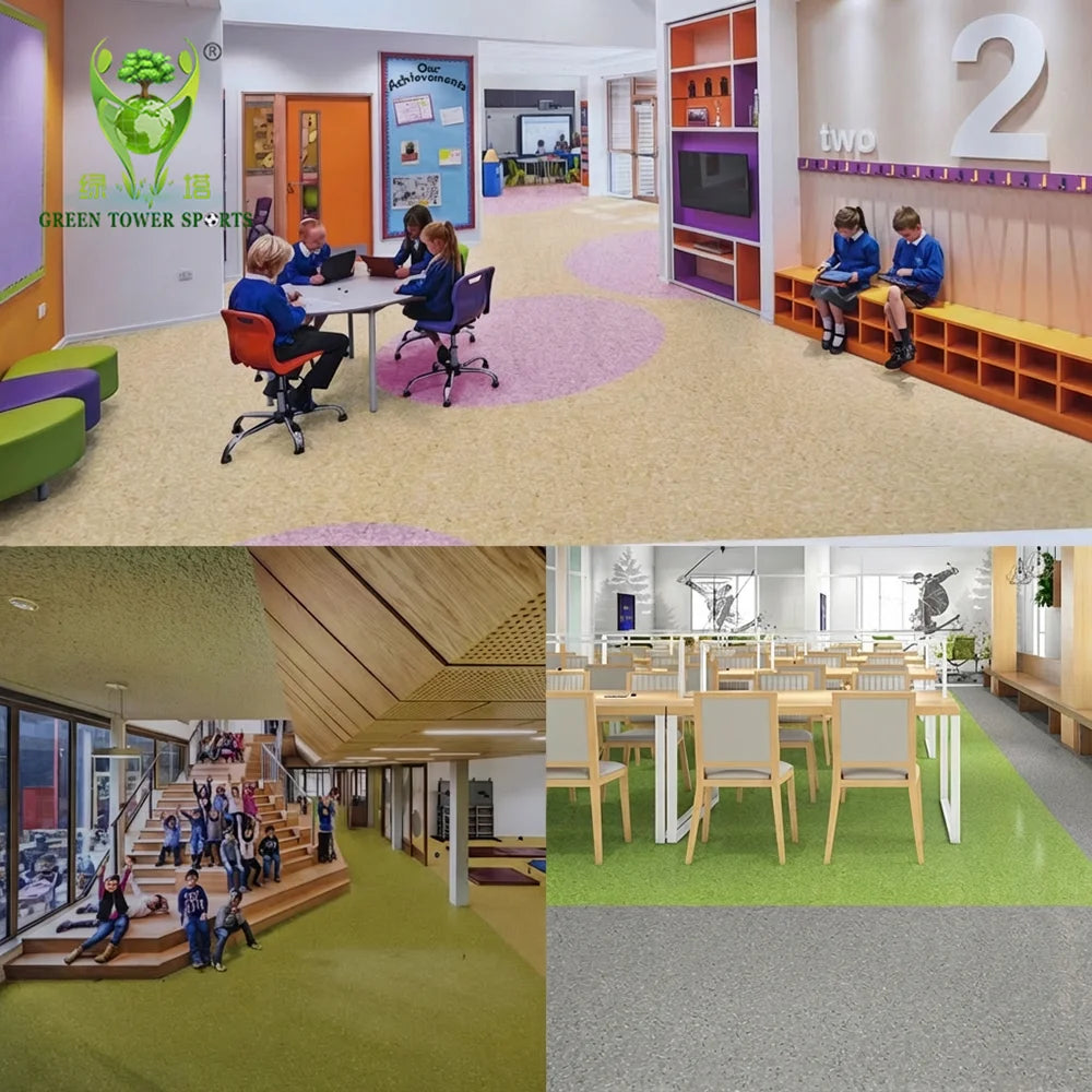 OEM Custom 2.0MM Anti-Slip Indoor PVC Vinyl Plank Flooring Better Wear Resisting Colorful Homogeneous China Artificial Grass
