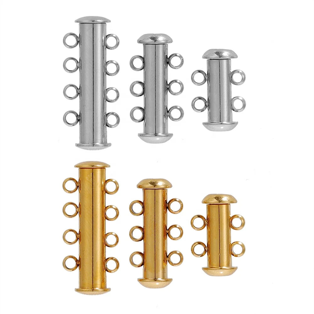 4 Loops Stainless Steel Connectors Slide Tube Clasps Hooks for DIY Necklace Bracelet Connectors Jewelry Making Supplies