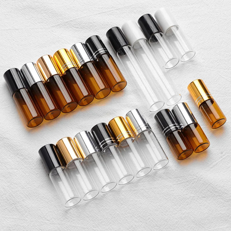 Screen Printing Blue Amber Leak-Proof Roller Portable Perfume Round Glass Bottle for Pump Sprayer Face Cream Dispenser