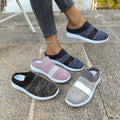 Women's Fly-woven Stretch Cloth Upper Rubber Outsole Flat Bottom Hollow Breathable Soft Bottom Comfortable Slip-on Summer Casual