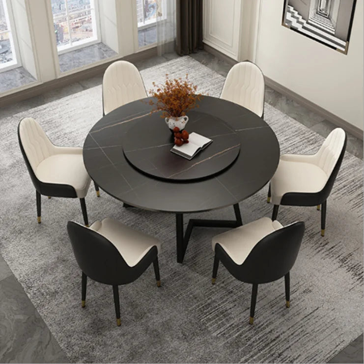 Customizable New Luxury Nordic Modern Hotel Restaurant Dining Room Home Furniture 4/6 Dining Chairs Solid Wood Round Table Sets